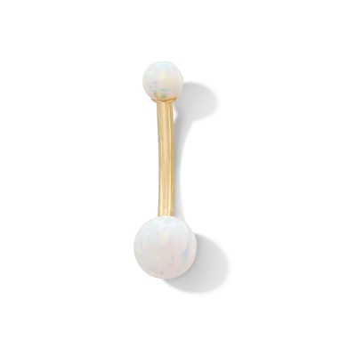 10K Solid Gold Simulated Opal Belly Button Ring - 14G 3/8"