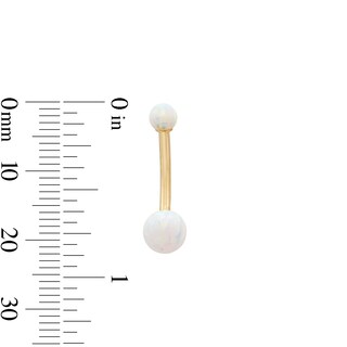 10K Solid Gold Simulated Opal Belly Button Ring - 14G 3/8"