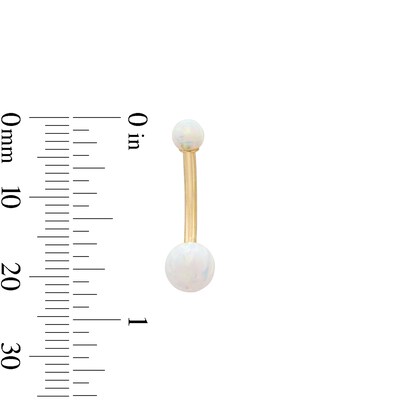 10K Solid Gold Simulated Opal Belly Button Ring - 14G 3/8"