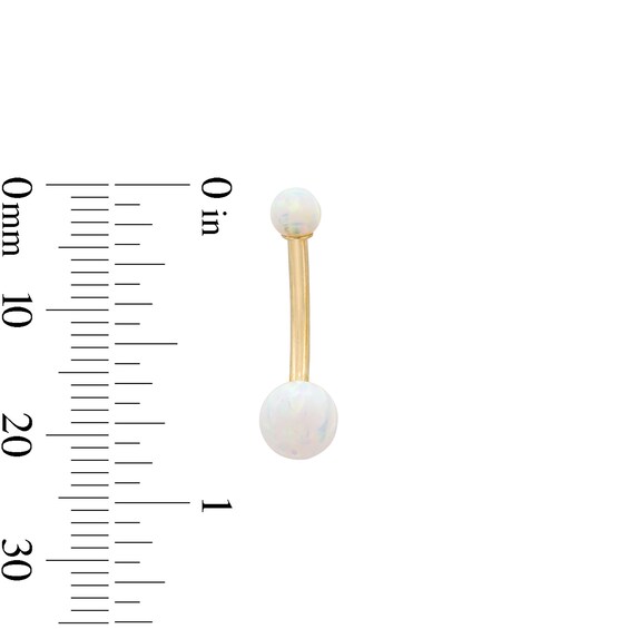10K Solid Gold Simulated Opal Belly Button Ring - 14G 3/8"
