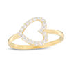 Cubic Zirconia Sideways Heart Ring in 10K Gold
