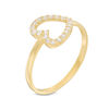Thumbnail Image 2 of Cubic Zirconia Sideways Heart Ring in 10K Gold