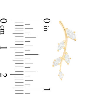 Marquise Cubic Zirconia Leaf Crawler Earrings in 10K Gold