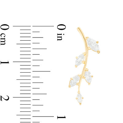 Marquise Cubic Zirconia Leaf Crawler Earrings in 10K Gold