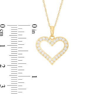 Cubic Zirconia Heart Pendant in 10K Gold - 17"