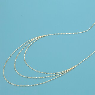 Triple Strand Mirror Chain Necklace in 10K Gold - 19"