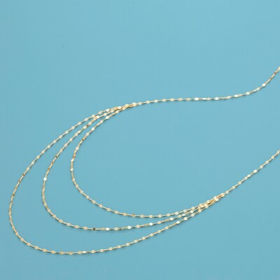 Triple Strand Mirror Chain Necklace in 10K Gold - 19"