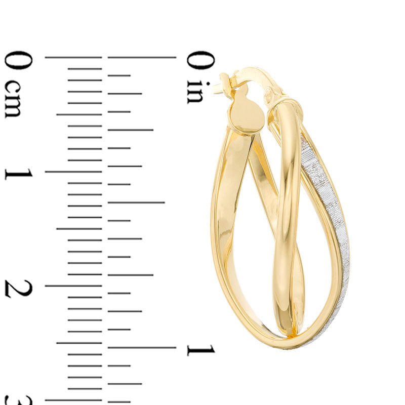 Main Image 2 of Made in Italy Glitter Enamel Curved Hoop Earrings in 10K Gold