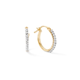 Made in Italy Crystal Hoop Earrings in 10K Gold