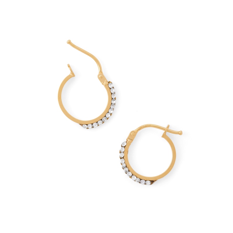 Made in Italy Crystal Hoop Earrings in 10K Gold