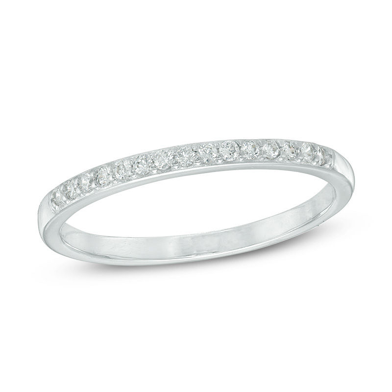 Cubic Zirconia Stackable Band in Sterling Silver - Size 8