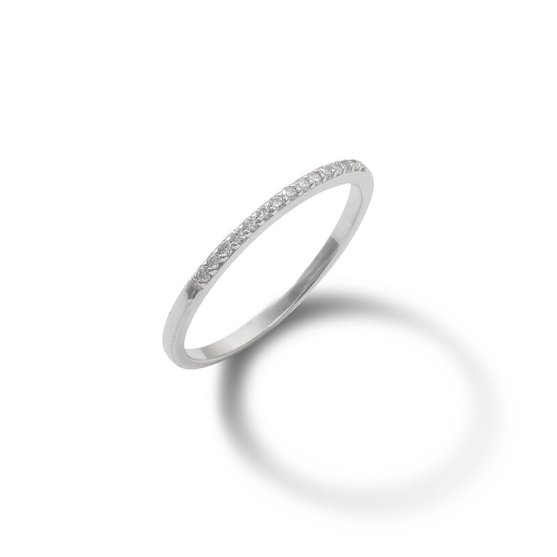 Cubic Zirconia Stackable Band in Sterling Silver - Size 9
