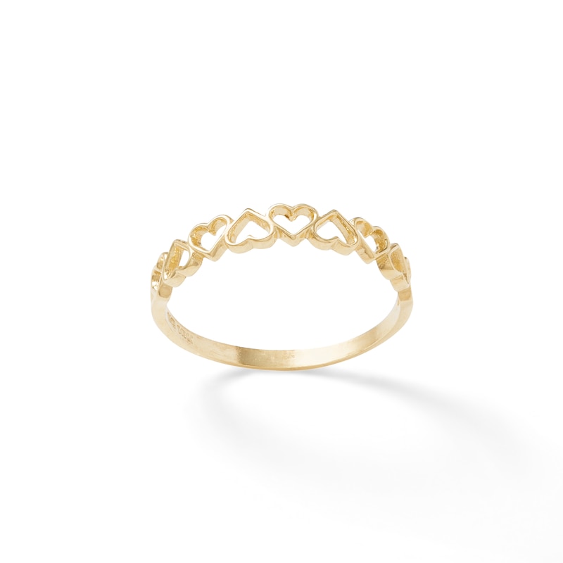 Main Image 1 of 10K Solid Gold Alternating Hearts Ring - Size 7