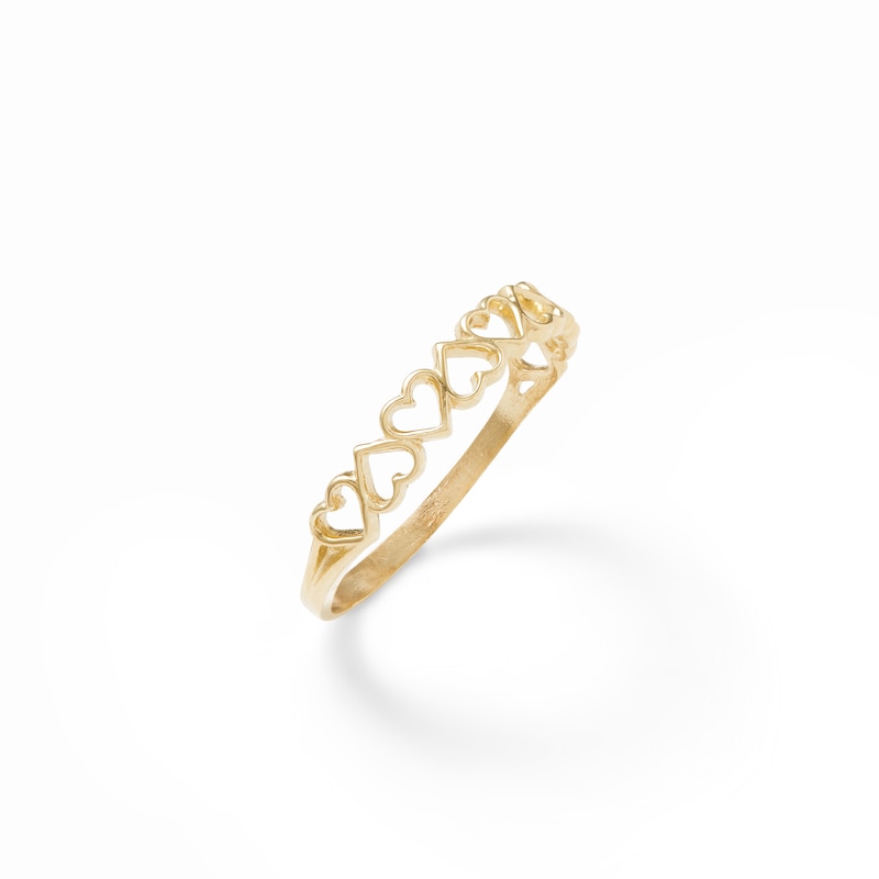 Main Image 2 of 10K Solid Gold Alternating Hearts Ring - Size 7
