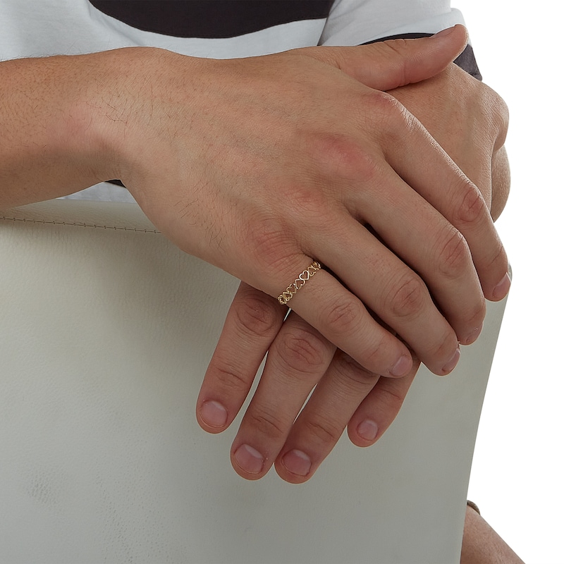 Main Image 4 of 10K Solid Gold Alternating Hearts Ring - Size 7