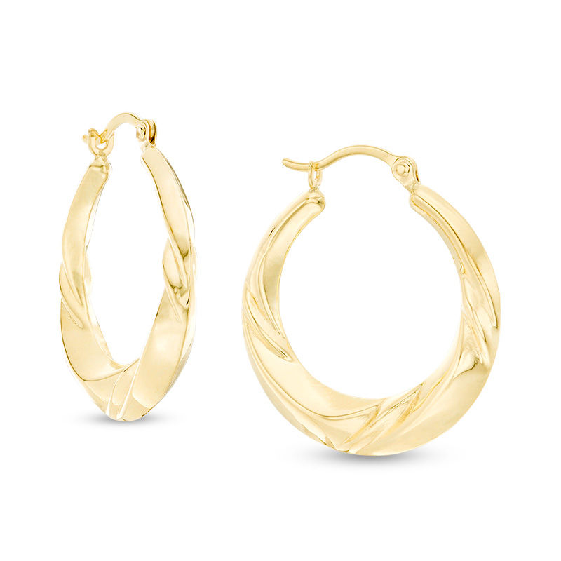 21 x 23mm Twist Hoop Earrings in 10K Stamp Hollow Gold