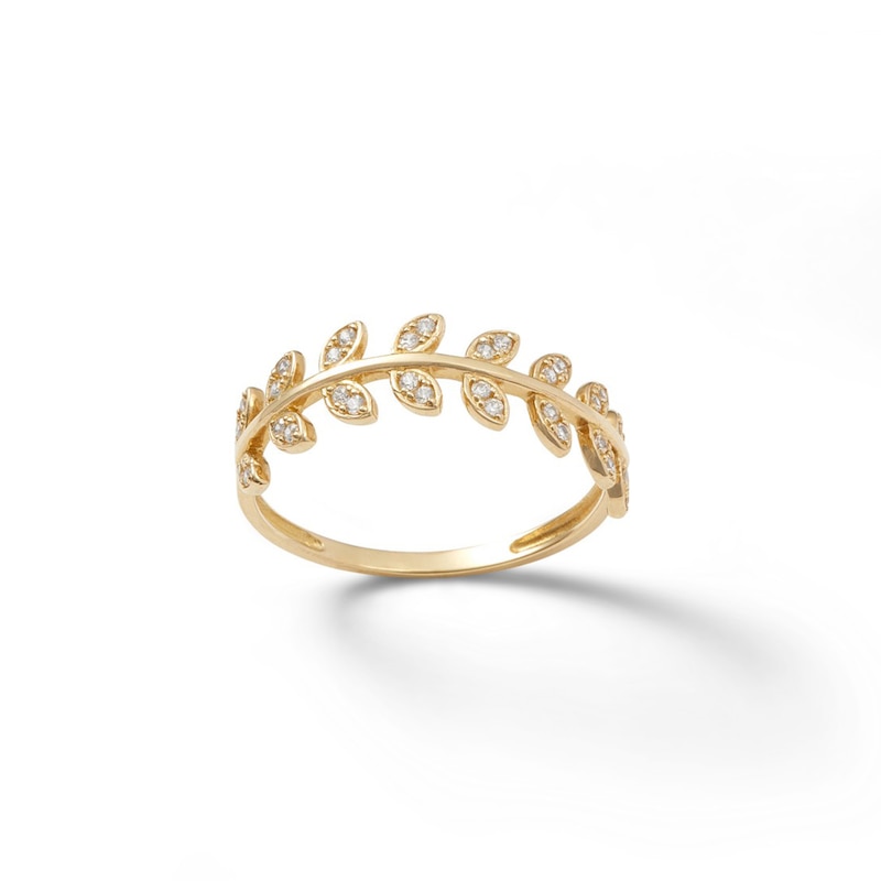 Main Image 1 of 10K Gold CZ Vine Ring