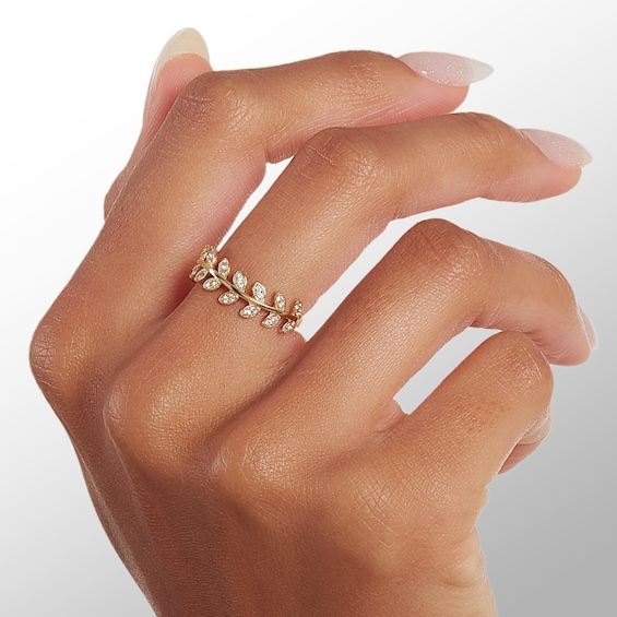 10K Gold CZ Vine Ring