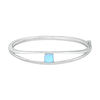 7mm Cushion-Cut Lab-Created Blue Opal and White Sapphire Split Double Row Bangle in Sterling Silver