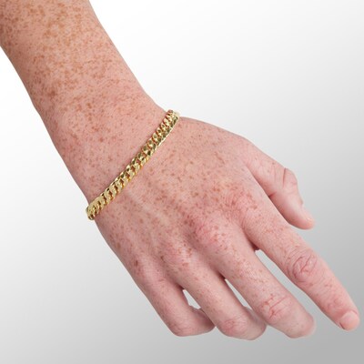 200 Gauge Cuban Curb Chain Bracelet in 10K Hollow Gold Bonded Sterling Silver - 8.5"