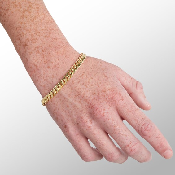 200 Gauge Cuban Curb Chain Bracelet in 10K Hollow Gold Bonded Sterling Silver - 8.5"