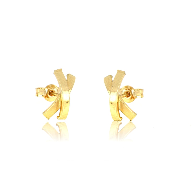 Made in Italy Curved "X" Stud Earrings in 10K Gold