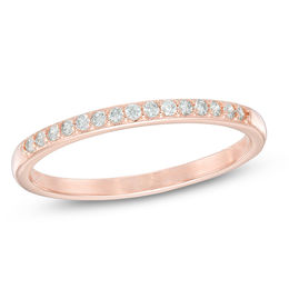 Cubic Zirconia Stackable Band in Sterling Silver with 18K Rose Gold Plate - Size 8