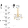 Thumbnail Image 1 of Pear-Shaped and Round Cubic Zirconia Front/Back Earrings in 10K Gold