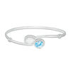 Pear-Shaped Lab-Created Opal and Oval Blue Cubic Zirconia Bypass Bangle in Sterling Silver