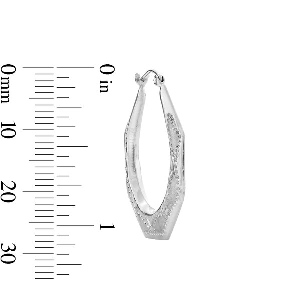 21mm Studded Octagon Hoop Earrings in Hollow Sterling Silver