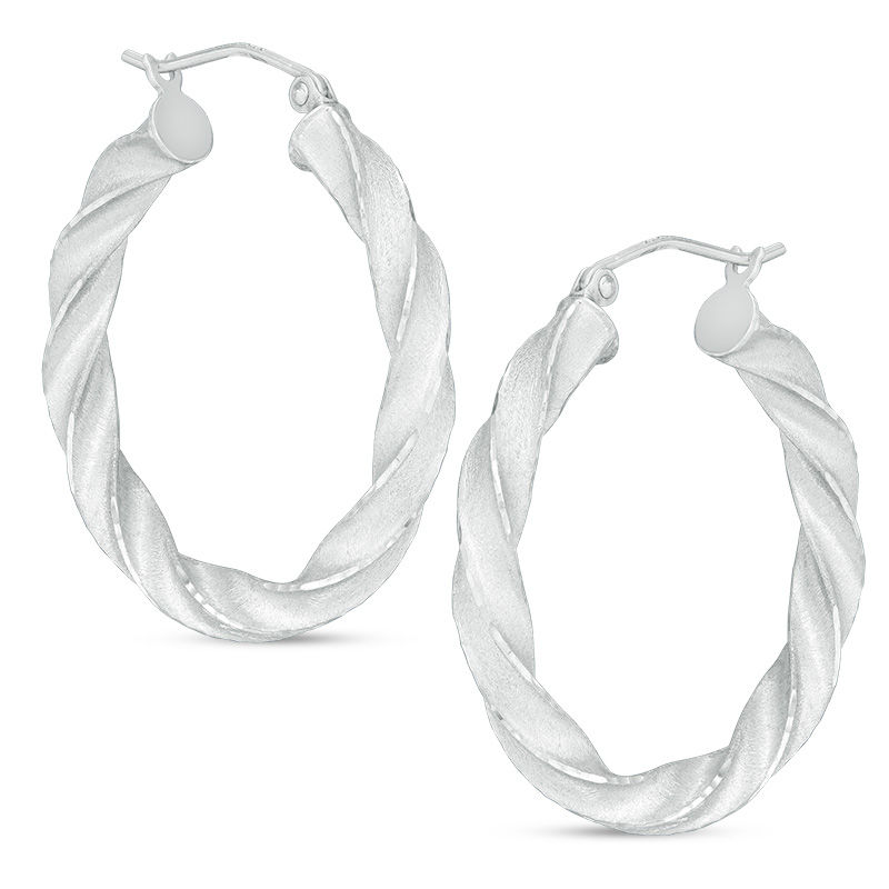 Main Image 1 of 30mm Multi-Finish Twist Hoop Earrings in Sterling Silver
