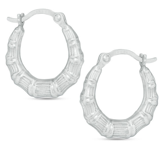 14mm Bamboo Hoop Earrings in Sterling Silver