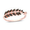 Black Cubic Zirconia Leaf Ring in Sterling Silver and 14K Rose Gold Plate - Size 6