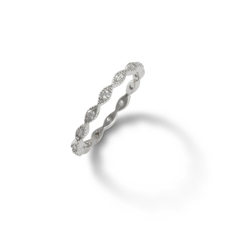 Cubic Zirconia Vintage-Style Marquise Stackable Band in Sterling Silver - Size 6