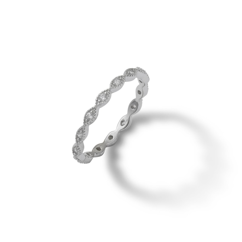 Main Image 2 of Cubic Zirconia Vintage-Style Marquise Stackable Band in Sterling Silver