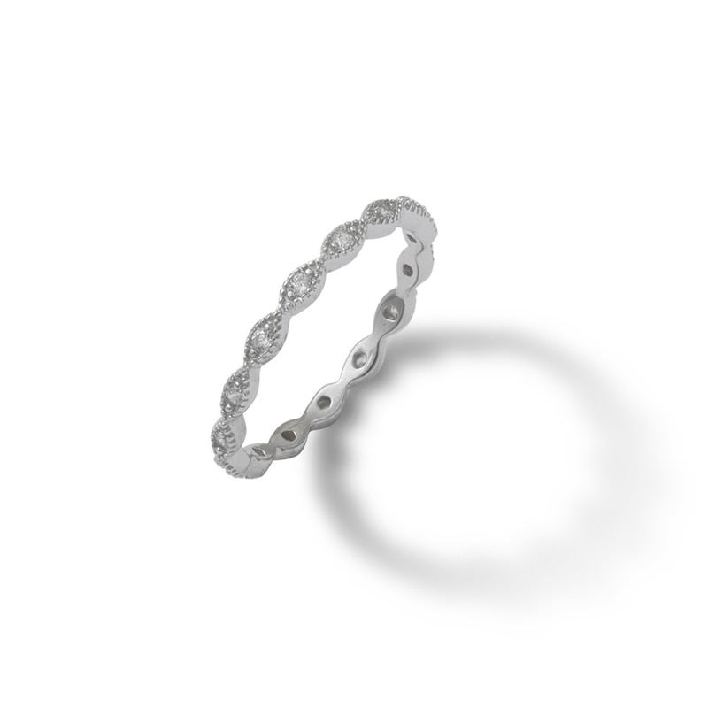 Main Image 5 of Solid Sterling Silver CZ Vintage-Style Marquise Stackable Band