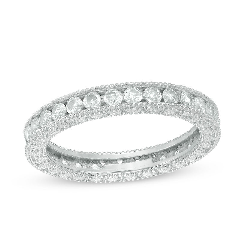 Cubic Zirconia Vintage-Style Eternity Band in Sterling Silver - Size 7