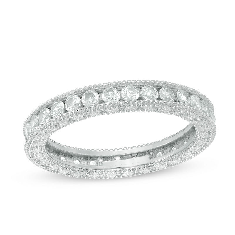 Cubic Zirconia Vintage-Style Eternity Band in Sterling Silver - Size 8