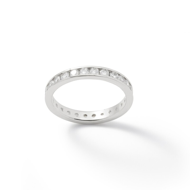 Cubic Zirconia Eternity Band in Sterling Silver - Size 8