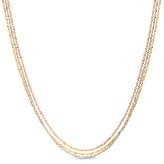 Triple Strand Fashion Chain Necklace in 10K Tri-Tone Gold - 19"