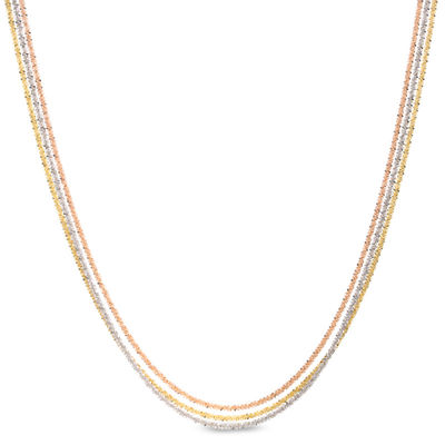 Triple Strand Fashion Chain Necklace in 10K Tri-Tone Gold - 19"