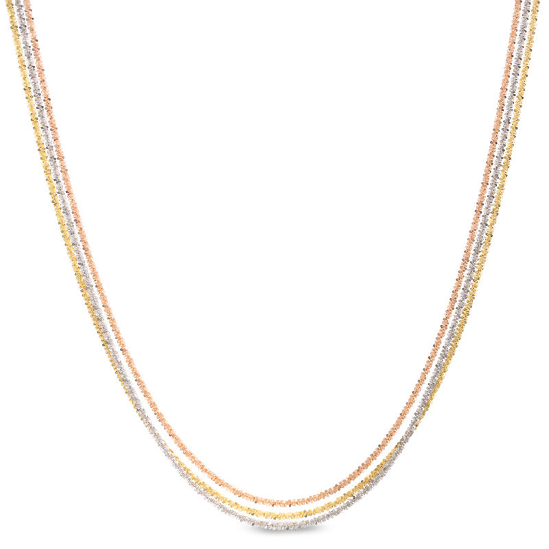 Main Image 1 of Triple Strand Fashion Chain Necklace in 10K Tri-Tone Gold - 19"