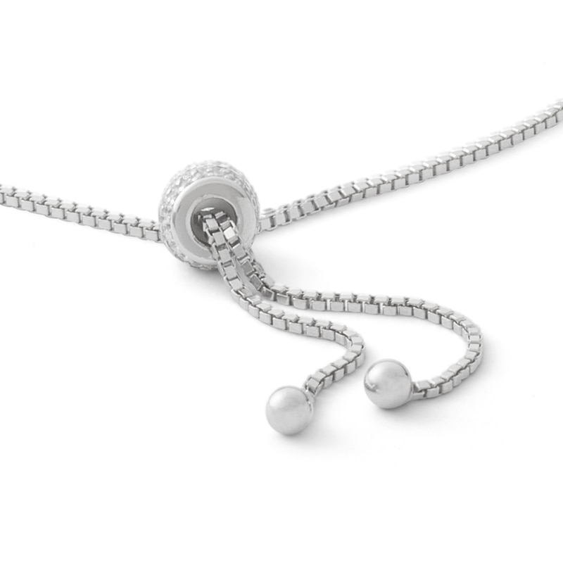Main Image 2 of Cubic Zirconia Circle Link Bolo Bracelet in Sterling Silver - 9"