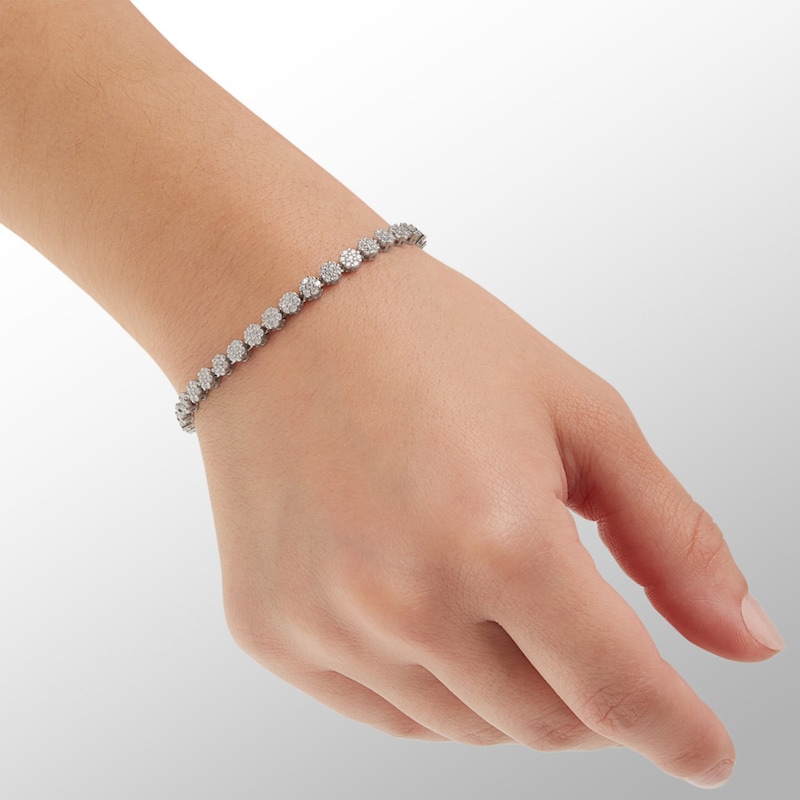 Main Image 3 of Cubic Zirconia Circle Link Bolo Bracelet in Sterling Silver - 9"