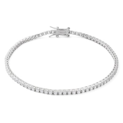 Solid Sterling Silver 2mm CZ Tennis Bracelet - 7.25"
