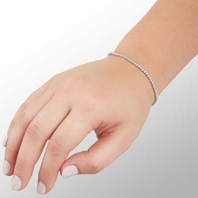 Solid Sterling Silver 2mm CZ Tennis Bracelet - 7.25"
