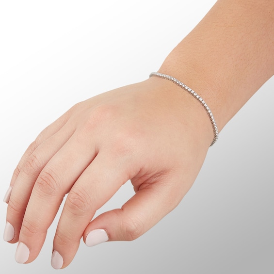 Solid Sterling Silver 2mm CZ Tennis Bracelet - 7.25"