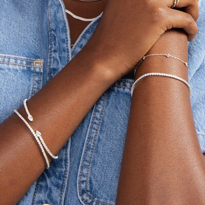Solid Sterling Silver 2mm CZ Tennis Bracelet - 7.25"