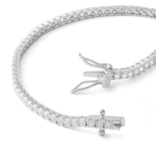 Solid Sterling Silver 2mm CZ Tennis Bracelet - 7.25"