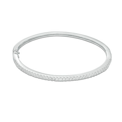 Cubic Zirconia Bangle in Sterling Silver - 7.5"